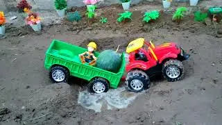 Bridge Construction Vehicles Concrete,Road Roller,Fire Truck,Train,Transporting Cars | Tractor Video