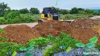 Next Zone 3 Project Of New Model Shatui Dozer CH17C3 Pro Deep Small Lake & Mini Dump Trucks Dumping