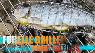 Forelle grillen direkt am Fluss / Folienkartoffeln mit Sour Cream / Outdoor Cooking / Deutsch 🐟🍻🏝