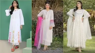 20 Latest White and off white dresses ||white chicken kari dress designing ideas #2024 ||#white