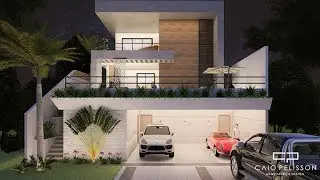 projeto sobrado moderno aclive terreno 13x30 arquitetura contemporanea condominio bragança