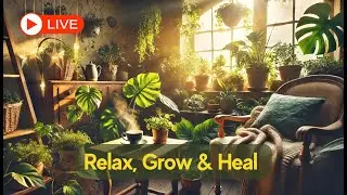 🔴 LIVE ☕ Cozy Cafe Ambience with Plant Music 🌱 Relax, Grow & Heal