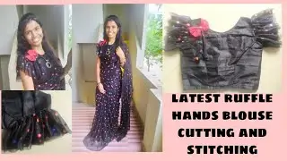 Latest ruffle hands cutting and stitching in telugu|frill hands|ruffle hands|latest model hands