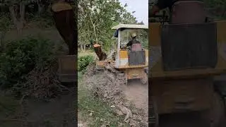 Fantastic Mitsubishi Bulldozer Removing Tree Stump