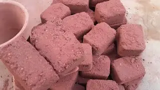 ❤red gritty texture fully dry crumbling clay pot & floor satisfying crumbling❤