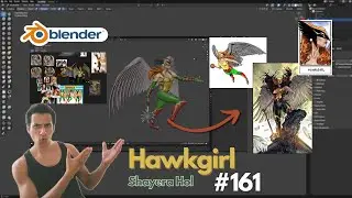 (Day 161) Blender Sculpting: Hawkgirl (DC Comics) - Painting the small pieces