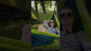 Гамак для дачи ZaoFeng Parachute Cloth Blue and Green / Gigamart.ru #гамак #кемпинг
