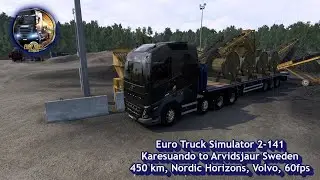 Euro Truck Simulator 2 141, Karesuando to Arvidsjaur Sweden, 450 km, Nordic Horizons, Volvo, 60fps