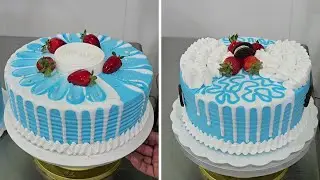 las tortas color azul con fresas son buenísimos