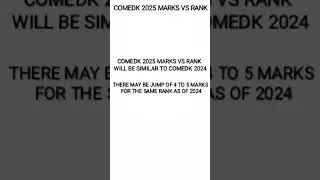 COMEDK 2025 VS COMEDK 2024 MARKS VS RANK (MOST ACCURATE)