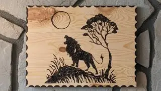 Satisfying Hand Wood Carving | Handcrafted Lion Artwork     حفر مشهد من الطبيعة (الأسد والشجرة).  
