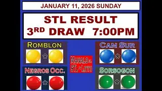 STL 3RD  Draw 7PM Result Romblon Cam Sur  Sorsogon Negros Occidental JANUARY 11, 2026 SUNDAY