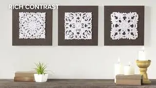 The White Mandala Trinity 3D Embellished Linen Canvas 3 Piece Wall Art Madison Park