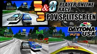Daytona USA - 5 Player Online Race in 3 Way Split-Screen (Beginner) & 2 way 8 Player (Mirrored)