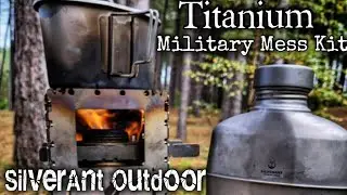 SilverAnt Outdoors Titanium Canteen Military mess kit review, Bushcraft Cooking in an Autumn forest