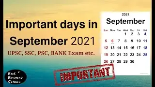Important days : September 2021 | Competitive Exams