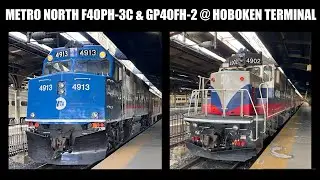 Classic EMD Diesel Trains at Hoboken: Metro North F40PH-3C & GP40FH-2 Locomotives