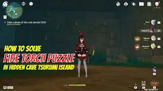 Fire Torch Puzzle in Underground Cave Shirikoro Peak/Chirai Shrine - Tsurumi Island | Genshin Impact