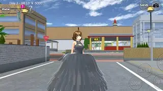 🎀❤️👑 Beautiful Girl Wearing Dark Grey Princess Designer Dress And Glasses in Sakura School Simulator