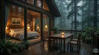 Rain forest in cozy mountain cabin  🌲 | Calm Your Mind and Sleep Through the Night