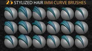 25 Stylized Hair IMM Curve Brushes V04
