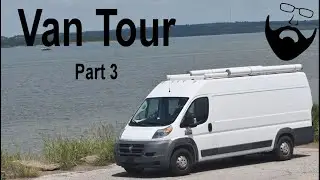 Van Tour Part 3 - The Roof Deck, Skylight hatch, Map table, Shower System, Solar, Storage Tubes