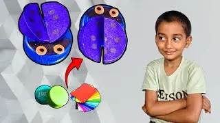 How to make Lady Bug using plastic Caps and Coloring Papers !! Abir Vlog