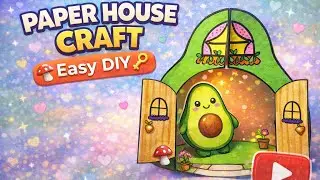 Cute Paper House Craft with Avocado and Cat Inside 🥑🐱 | Easy DIY Art Tutorial