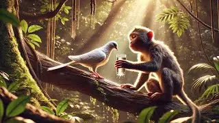 Monkey 🐒 And Pigeon 🐦 Ki Beautiful 😍 Story #ai #animation #amezingfacts #itz__ni30 #explorepage