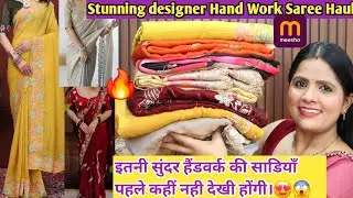 💃Meesho Huge Designer Handwork Saree Haul 😍 Wedding & Partywear | Beautiful New Arrival Sarees