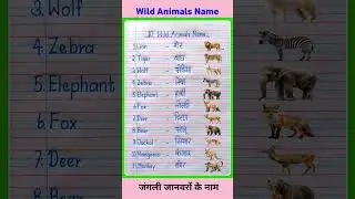 10 Wild Animals Name | Wild Animals Name | 10 Wild Animals Name in English and Hindi #shorts