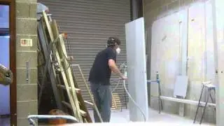 Spraying Morrells waterborne pigmented lacquer using a Fuji Q3 Pro