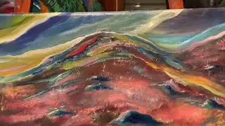 Blue Hill Dusk in Autumn Landscape Oil Painting Speed Painting Original No A.I.