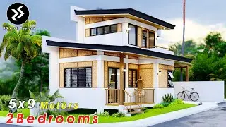 2 Storey Tiny REST HOUSE Design with 2 Bedrooms | Modern Amakan Native House | 5x9 meters