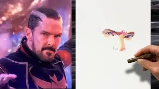 Drawing Defender Strange by oil pastels｜Doctor Strange 2 Benedict Cumberbatch｜EZ EZ