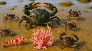 Coastal Foraging Sea Crab :Hidden Crabs Everywhere!