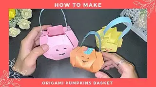Origami  Halloween Pumpkin Basket  - How to make a Origami Halloween Pumpkin Basket
