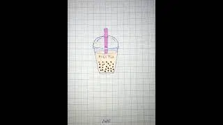 Vẽ ly tr&agrave; sữa tr&acirc;n ch&acirc;u