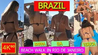 4K⁶⁰ - 👉 BEACH WALK (Barra da Tijuca Beach) 🏖️ - BRAZIL - Rio de Janeiro - TRAVEL ☀️