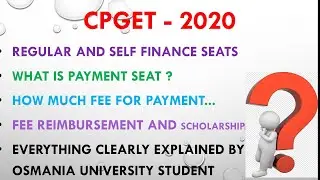 CPGET 2020 Seat allotment | Payment seat | Regular seat | Self finance seat | explane By OU Student