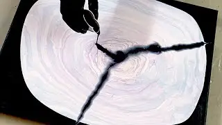 Straight pour/pearl pour. Abstract painting with pearl cells, Acrylic abstract painting, ASMR