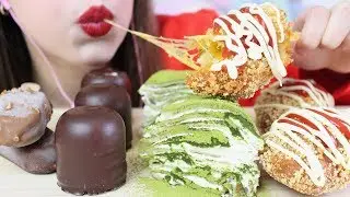 POPULAR FOOD FOR ASMR ON MY CHANNEL - ICE CREAM BARS, CORN DOGS, CREPE CAKE (Eating Sounds)