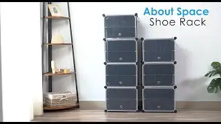 ABOUT SPACE 16 Pair DIY Shoe Rack for Home with Door & Hanger Portable Shoe Stand