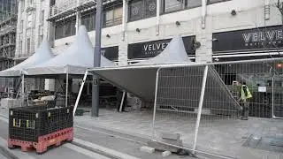 Erecting a marquee outside Velvet Music Rooms