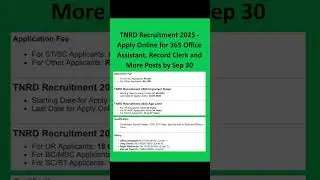 TNRD Recruitment 2025 - Apply Online for 365 OfficeAssistant, Record Clerk and More Posts by Sep 30