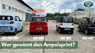 Welches der ARI Motors Elektroautos gewinnt beim Mini Drag Race? ARI 902 gegen Soleno, 452 und 802!🏁
