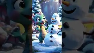 Snowy Friend ❄️ | Cute Dragon Makes a Snowman | #3danimation #kidsanimation
