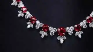Ruby and Diamond Cluster Necklace