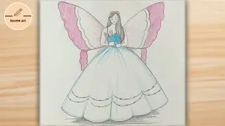 How to draw angel girl with butterfly wings step by step | easy beautiful pencil drawing for girls 