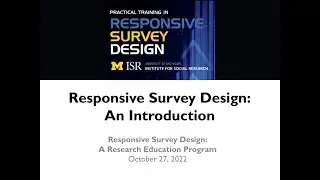 SBE CCC Presents: An Introduction to Responsive Survey Design with James Wagner